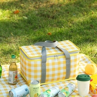 Sac de pique-nique isotherme portable en tissu Oxford grande capacité, personnalisable, pour camping en extérieur, avec poignée de transport, imperméable, pour bento