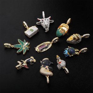 New Punk Hip Hop Exaggerated Jewelry Iced Out Skeleton Scorpion Leaf Donald Duck <strong>Pendant</strong> Men's Stainless Steel Necklace