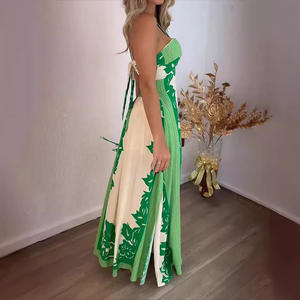 2025 estate nuovo stile europeo americano transfrontaliero con scollo all'americana Sexy Color Block moda vacanza abito lungo <span class=keywords><strong>Casual</strong></span> - Product Image 2