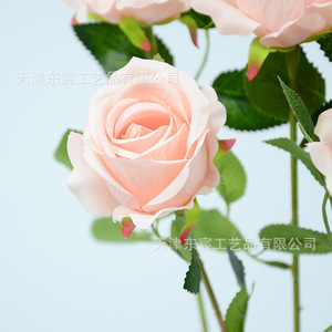 Fleurs artificielles en vase Dongchen Crafts, rose rose à tige unique, décoration d'intérieur, accessoires de mariage, cadeau pour la Saint-Valentin - Product Image 2
