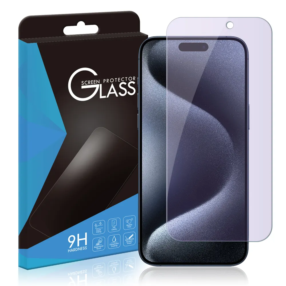 Лидер продаж, оптовая продажа премиум-класса, закаленное стекло с защитой от синего света для iphone 15 Pro, защитное закаленное стекло