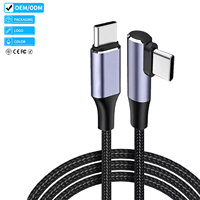 Justlink haute qualité 5A USB C PD 100W coude droit câble de charge rapide Nylon tressé 20V pour le chargement d'ordinateur