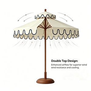 <span class=keywords><strong>Parasol</strong></span> de terrasse pliable imperméable de 9 pieds avec volant festonné, logo personnalisé imprimé, structure en acier, protection solaire extérieure – Marques - Product Image 4