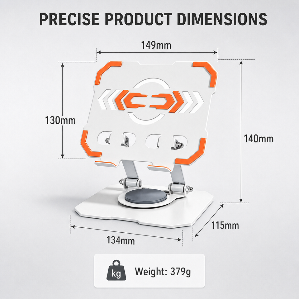 Rotating Level Select Mona 360 Degree Rotating Foldable Metal Tablet PC Stand with Adjustable ...