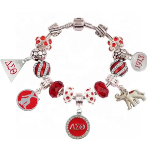 Zeta Phi Beta 1920 Dove ZOB Sorority European Style Beaded <strong>Charm</strong> <strong>Bracelet</strong> w Extend Closure and Lamp Work Glass <strong>Beads</strong> <strong>Bracelets</strong> - Product Image 3