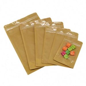 Sac en papier kraft brun écologique pour aliments avec fermeture éclair transparente 10x15cm, pack promotionnel - Product Image 4