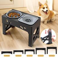 Bol pour chien en acier inoxydable isolé antidérapant à hauteur réglable Table surélevée Écologique Bol pour nourriture et eau pour animaux de compagnie Double bol surélevé pour chien