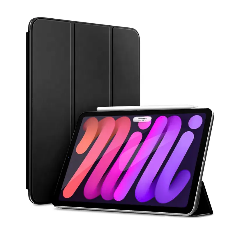 Casing Tablet Magnetik Desain Resmi Baru 2021 untuk Apple Ipad Mini 6 PU Kulit Casing Pelindung Pintar dengan Dudukan Lipat Tiga