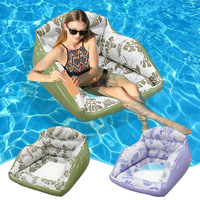 Fauteuil flottant gonflable carré pour piscine, en PVC épaissi, écologique, avec siège individuel en maille, pour l'été