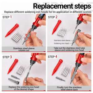 <span class=keywords><strong>Fer</strong></span> à <span class=keywords><strong>souder</strong></span> électrique intelligent 60W SL106, température réglable 180-520°C, 110V/220V, pour soudage, réparation et travaux d'électricien - Product Image 4