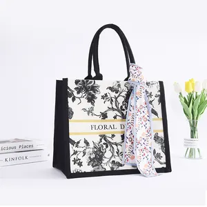 Customizable Canvas Tote Bags Make Your Mark with a Personalized Ink flowers Carry All for Any Occasion like shopping gift etc