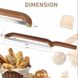 Wooden <b>Bread</b> <b>Knife</b> Bow Shape 8-9.9in Stainless Steel Blade For Slicing <b>Bread</b> Baguette Toast Home Use - Product Image 5