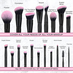 Juego de Brochas de Maquillaje Daily Queen con Logotipo Personalizado, 19 Piezas, Serie Rosa para Cabello, Color Negro, Alta Calidad, Brochas para Base de Maquillaje en Polvo y Sombra de Ojos - Product Image 4