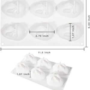 แม่พิมพ์ซิลิโคนกระต่ายอีสเตอร์3D แม่พิมพ์สำหรับอบเค้กมูสเค้กสบู่เจลลี่รูปกระต่าย6ช่องขนาดใหญ่ - Product Image 2