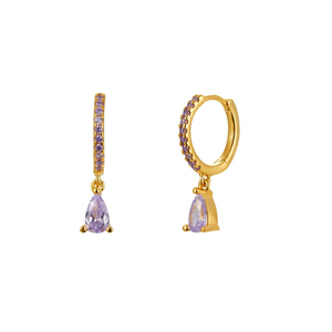 ต่างหูห่วงเงินแท้ S925 ชุบทอง 18K ประดับเพชรซิคอนหลากสี ROXI Wholesale - Product Image 3