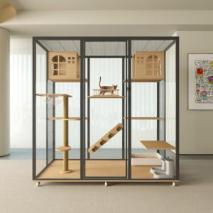 Legno massello in metallo Multi-storia gatto Villa Design animale gabbia per <span class=keywords><strong>animali</strong></span> mobili per gatti Pet mobili per <span class=keywords><strong>animali</strong></span> domestici cani ferro vivente - Product Image 2