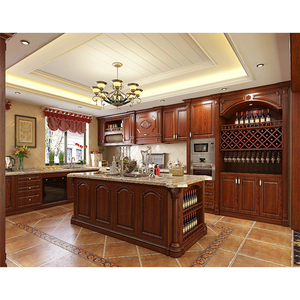 <span class=keywords><strong>Mobili</strong></span> da <span class=keywords><strong>Cucina</strong></span> in Legno a Forma di L con Design Gratuito, Lussuosi Armadi da <span class=keywords><strong>Cucina</strong></span> in Legno Massello Colore Ciliegio Rosso - Product Image 3