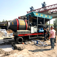 Pabrik Batching Beton Mobile Drum 45m3/jam 2 Bins Sistem Kontrol Cerdas PLC Mesin PLD untuk Pembangunan Rumah Pedesaan