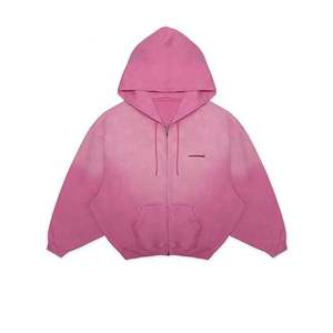 Sudadera con capucha y cremallera de 500 GSM lavada personalizada para mujer, informal, con logotipo frontal de estilo cuadrado, con capucha para todas las estaciones, para invierno, otoño y primavera - Product Image 4