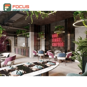 Refined Coffee Merchandise Display Rack Wood Slat Panel Brand Logo Header Storefront Coffee Display Rack - Product Image 2