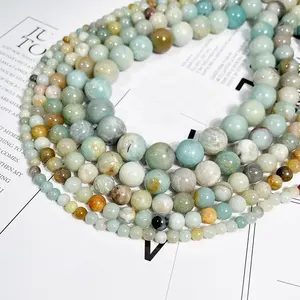 Venta al por mayor <span class=keywords><strong>6mm</strong></span> 8mm 10mm cuentas de piedra natural piedra preciosa redonda suelta multicolor amazonita cuentas para collares Fabricación de pulseras - Product Image 3