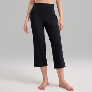 Pantaloni Yoga Sportivi a Gamba Larga Snellenti per Addome, Alta Elasticità per Donna, Design a Blocchi di Colore - Product Image 1
