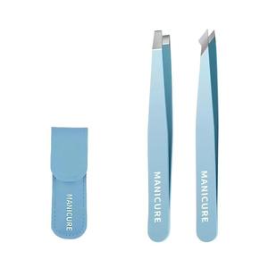 WELLFLYER EBT-184 Étui en cuir portable avec logo personnalisable, <span class=keywords><strong>pince</strong></span> <span class=keywords><strong>à</strong></span> épiler pour sourcils, lot de 2 pinces <span class=keywords><strong>à</strong></span> épiler pour <span class=keywords><strong>cils</strong></span>, outil de beauté, cadeau pour salon - Product Image 1