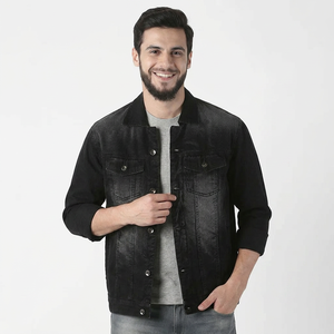 Dernier design de vestes en denim décontractées pour hommes, séchage rapide, respirant, coupe confortable, tissu durable, col à capuche, mode pour garçons - Product Image 1