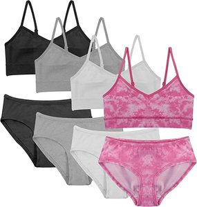 Conjunto de bragas a juego para niñas populares - Bralettes de algodón y bragas de cintura baja - Paquete múltiple - Product Image 2