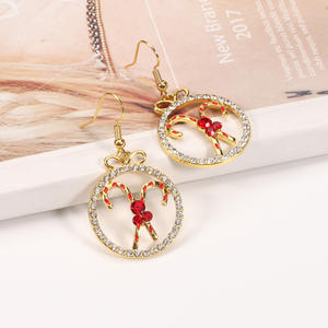 ใหม่ต่างหูคริสต์มาสพลอยเทียมแบบกลวงเขากวางรูปกวางเอลก์เกล็ดหิมะแบบกลวงสำหรับเป็นของขวัญคริสต์มาส - Product Image 5