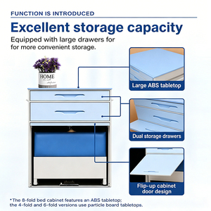 Cama de Hospital Plegable de Acero Estable con Cajones Integrados, Diseño Moderno, Duradera y Portátil para Pacientes y Clínicas - Product Image 2