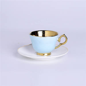 Tazas de café turcos de porcelana con esmalte de Color, taza y platillo árabe chapado en oro galvanizado, Kahve Fincan - Product Image 5