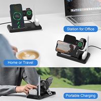 Schitec Chargeur Sans Fil Pliable 4 en 1 15W avec Port USB, Adaptateur de Charge Rapide Portable pour IWatch AirPods et iPhone
