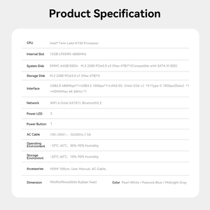 Beelink tôi mini Intel N150 12g + 64GB Mini PC Dual Lan RJ45 wifi6 DDR4 win11 máy tính kho văn phòng NAS mạng lưu trữ mềm Router - Product Image 6