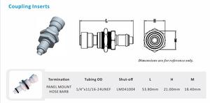 1428 unf tubing connector Quick release inserts de tube coupling 3/8" barb 1/4" insert Disconnect Fitting Panel Mount style - Product Image 4