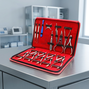 Ensemble de forceps chirurgicaux dentaires en acier inoxydable, manuels, classe I, étui rouge - Product Image 1