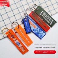 Porte-clés promotionnel en polyester brodé double face avec logo de marque, fabriqué en Chine, directement de l'usine