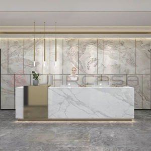 Table de réception de secrétaire à finition brillante, spécifications, bureau de réception de haute qualité, <span class=keywords><strong>comptoir</strong></span> <span class=keywords><strong>avant</strong></span> avec éclairage LED - Product Image 3