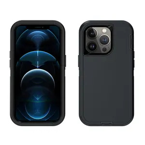 Funda de protección con Clip para teléfono móvil, funda protectora con logotipo exterior para Iphone 14, 14 Plus, 14 Pro, 14 Pro Max, 360