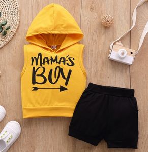 Boutique vêtements pour enfants garçons tenues vêtements de nouveau-né en coton sweat à <span class=keywords><strong>capuche</strong></span> sans manches de haute qualité pour enfants survêtements de sport courts - Product Image 2