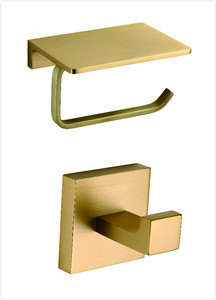 Set di accessori da bagno per la casa di lusso scopino da bagno moderno oro e portabottiglie in oro rifinito in ottone - Product Image 4