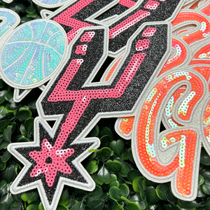 Patch con Paillettes 'Go Spurs Go' da 10 Pollici, Grandi Patch <span class=keywords><strong>per</strong></span> Giubbotti in Denim, Distintivo <span class=keywords><strong>per</strong></span> Tifosi di Basket Texas Game Day - Product Image 5