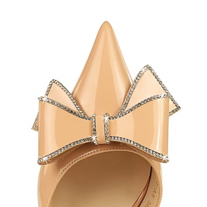 Scarpe da donna per banchetti con tacco alto con lato scavato scarpe singole con tacco alto e fiocco con strass a punta con taglio superficiale 2023 - Product Image 5