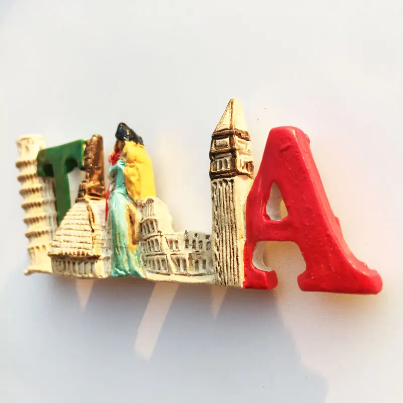 Vendi come torte calde prodotti turistici torre pendente in resina creativa di Pisa, magnete da frigorifero modellante decorazione italia 15 giorni