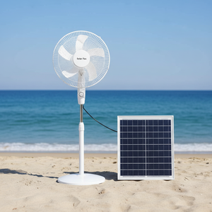 مروحة أرضية تعمل بالطاقة الشمسية مقاس 16 بوصة مع تعديل متعدد السرعات، متعددة الوظائف للاستخدام الخارجي - Product Image 3