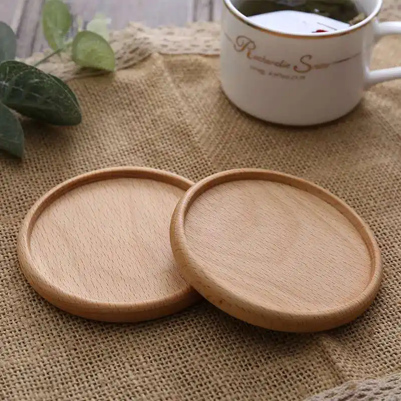 कस्टम लोगो engravable बबूल बीच की लकड़ी अखरोट चाय कॉफी कप ग्लास खाली वर्ग दौर लकड़ी कोस्टर