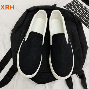XRH Wholesale Color Blocking Custom Logo Flats Canvas <strong>Shoes</strong> Black White Slip on Casual Canvas Trendy <strong>Shoes</strong> for Women Mens Unisex - Product Image 2