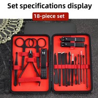 Ensemble de 18 coupe-ongles obliques noirs Outils de manucure complets pour couper les orteils Kit portable pour la beauté
