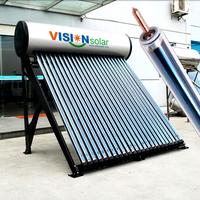 Système de chauffe-eau solaire à caloduc en aluminium fabriqué en Chine alimenté au gaz électrique pressurisé pour l'extérieur, le garage et l'hôtel.