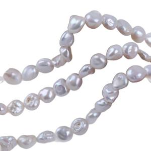 Perles d'eau douce naturelles blanches de 18 cm, 7-8 mm, perles rondes, trou droit, régénérées, couleur rose ABS, pour la fabrication de bijoux en gros - Product Image 4